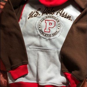 BOYS POLO HOODIE MEDIUM EUC